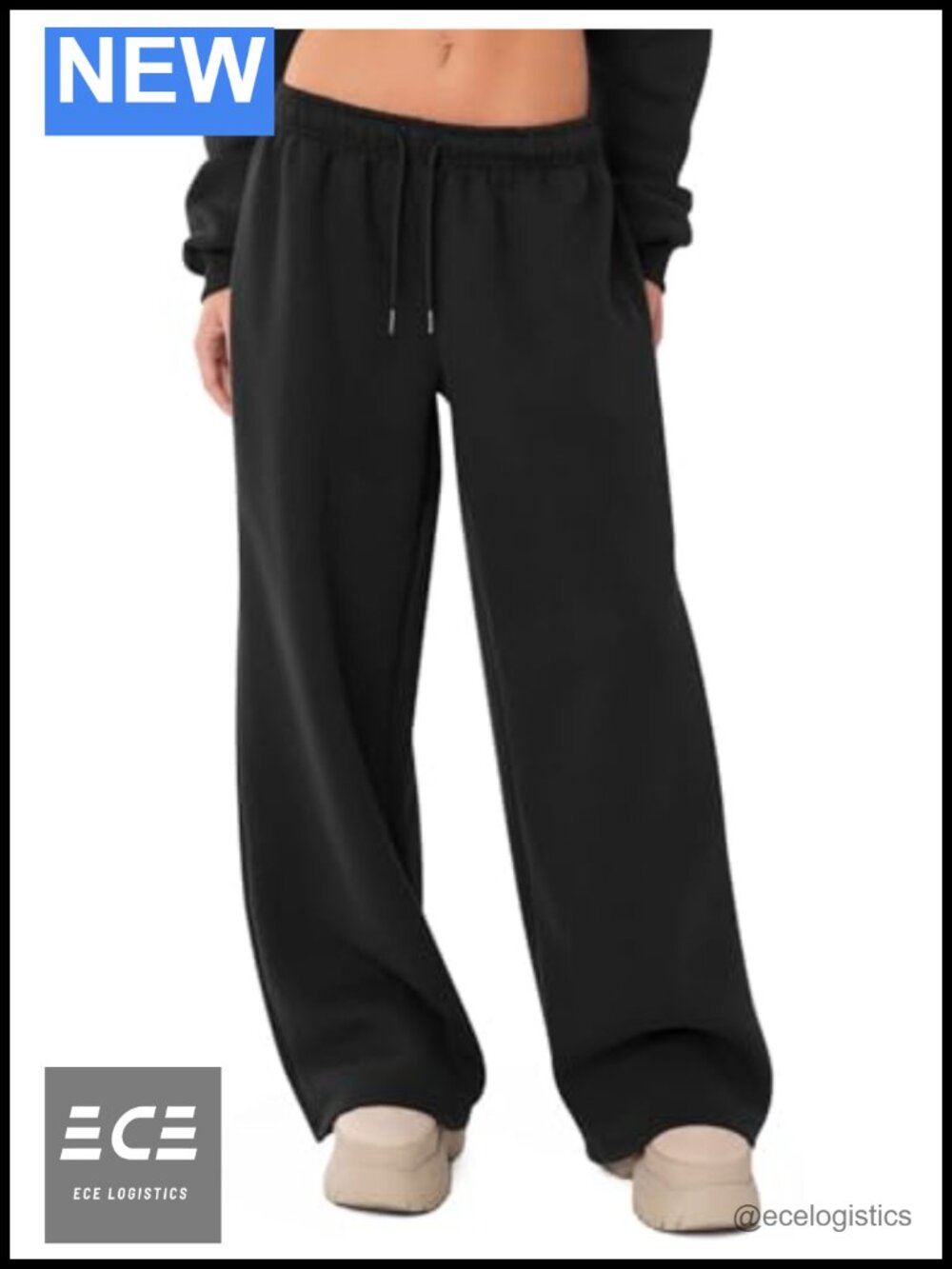 Wide Leg Fleece Lined Sweatpants Drawstring Lounge Pants for Women